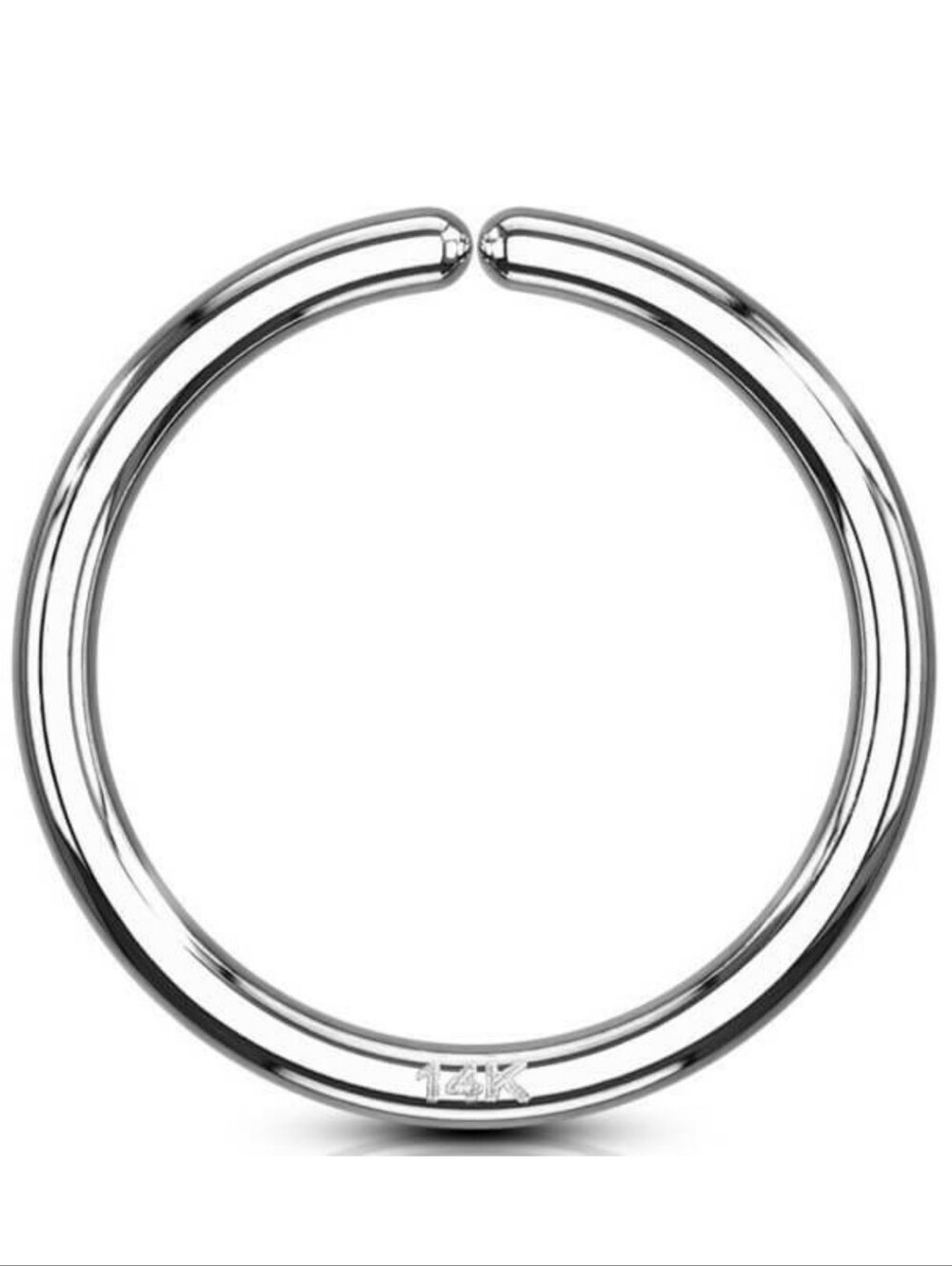 14KT WHITE GOLD SEAMLESS HOOP RING 18 G 6mm